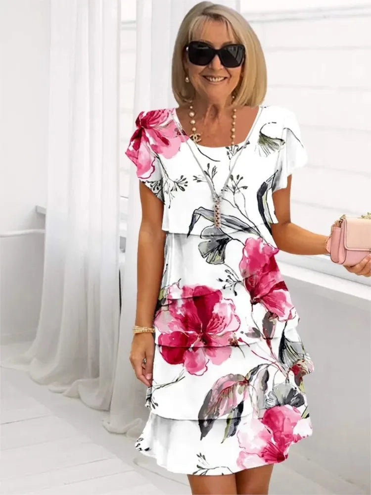 Éliane | Elegantní splývavé šaty s volány - vevaly.com