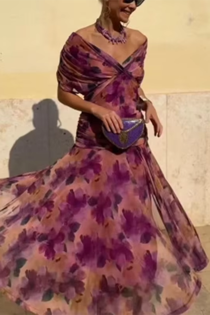 Louise | Elegante abito lungo da festa con scollo a V - vevaly.com