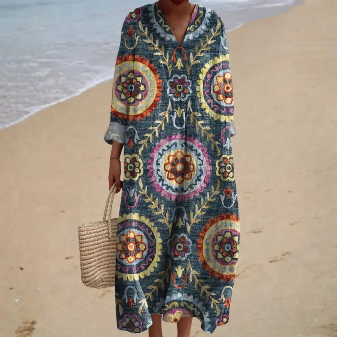 Gabrielle | Abito Lungo con Motivi Bohémien - vevaly.com