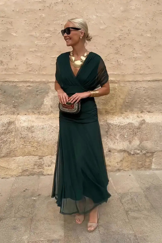 Louise | Elegante abito lungo da festa con scollo a V - vevaly.com
