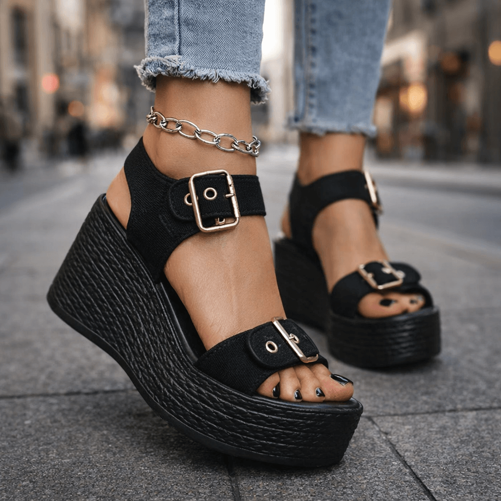 Naia Wedge con Fibbia - vevaly.com