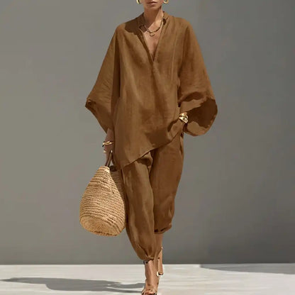 Marina | Completo Casual di Due Pezzi con Scollo a V per Donna - vevaly.com