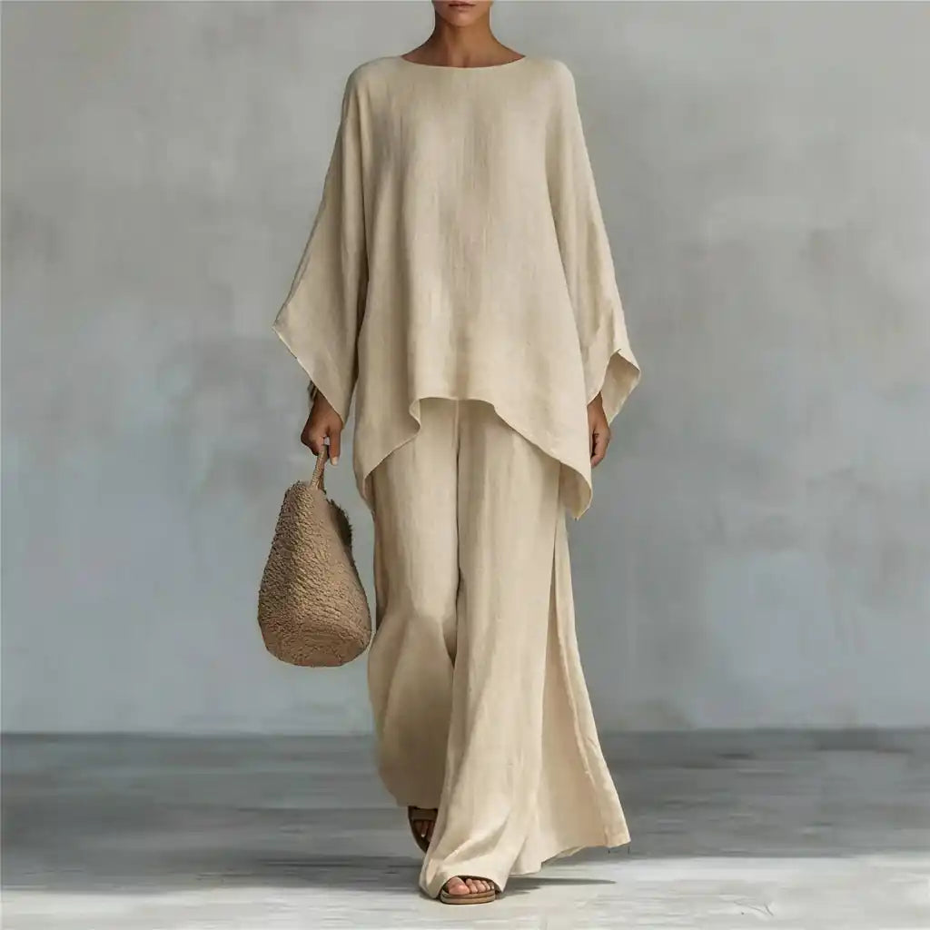 Cristina | Completo di due pezzi con manica lunga e pantaloni larghi - vevaly.com