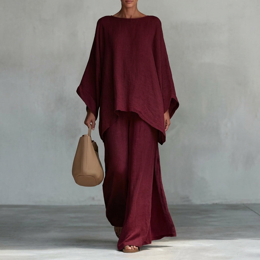 Cristina | Completo di due pezzi con manica lunga e pantaloni larghi - vevaly.com