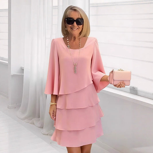Margaux | Elegantní splývavé šaty s volány - vevaly.com