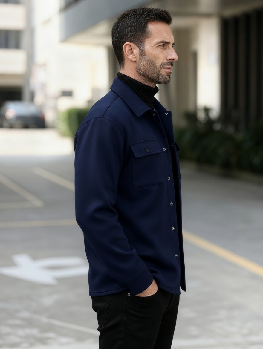 OVERSHIRT - TMÁVĚ MODRÁ - vevaly.com