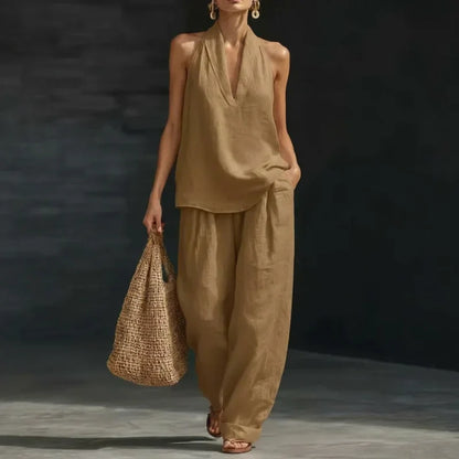 Ainhoa | Completo a Due Pezzi Effetto Lino - vevaly.com