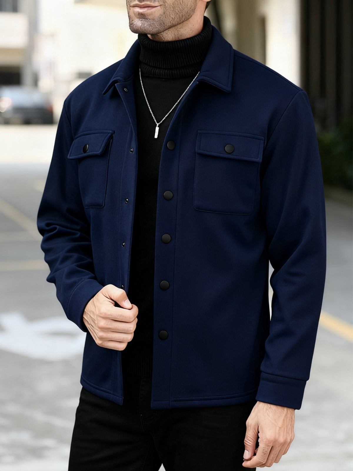 OVERSHIRT - TMÁVĚ MODRÁ - vevaly.com
