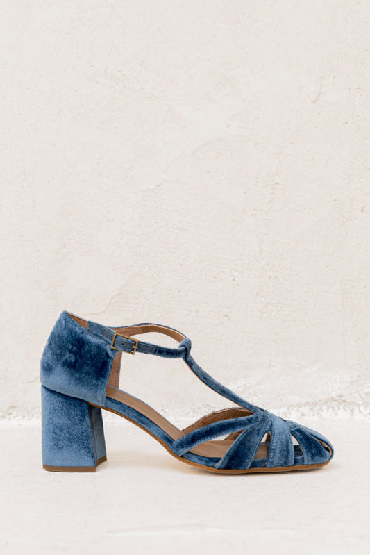 Roberta Velvet Indigo | Semišové sandály - vevaly.com
