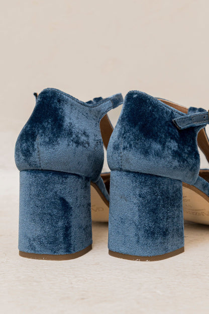 Roberta Velvet Indigo | Semišové sandály - vevaly.com